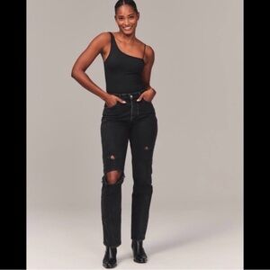 Abercrombie & Fitch The Dad High Rise Distressed‎ Black Size 33 / 16 Regular